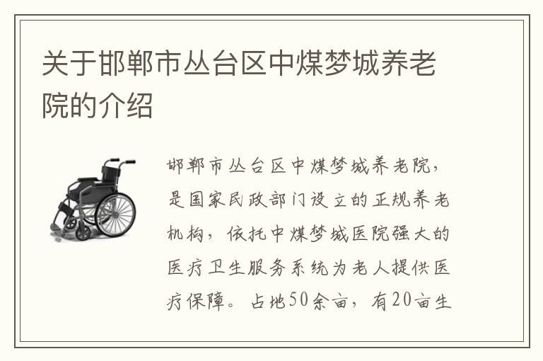 关于邯郸市丛台区中煤梦城养老院的介绍